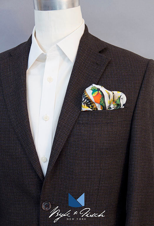 "PEACOCKING" DIGITAL PRINT POCKET SQUARE